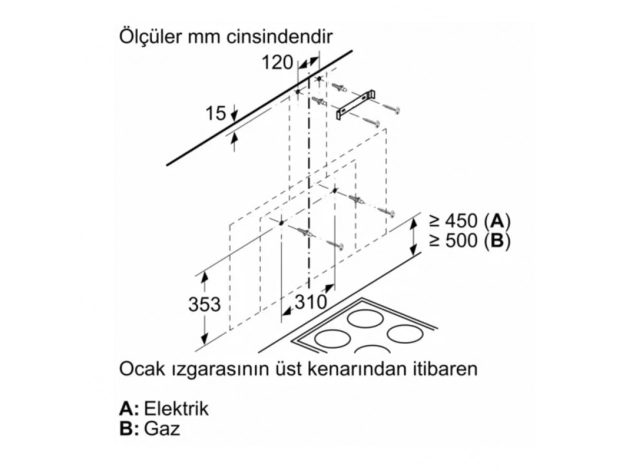 Bosch DWF95AJ60T 90 cm Siyah Cam Duvar Tipi Ankastre Davlumbaz