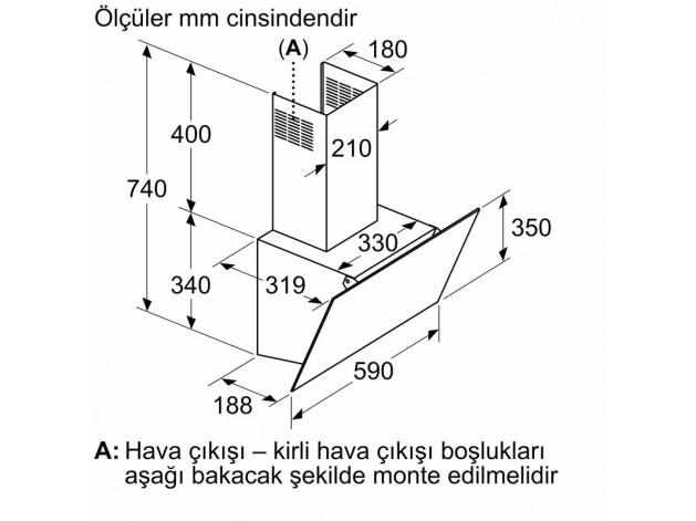 Bosch DWK63PJ20T 60 cm Beyaz Cam Duvar Tipi Ankastre Davlumbaz