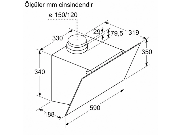 Bosch DWK63PJ20T 60 cm Beyaz Cam Duvar Tipi Ankastre Davlumbaz