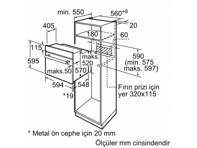 Bosch HBJ559EH6T Antrasit Gri Ankastre Fırın