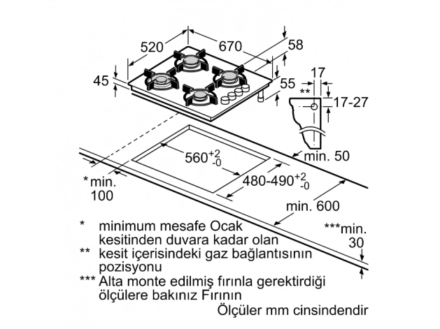 Bosch POH7C2O12O 67 cm Beyaz Cam Ankastre Ocak