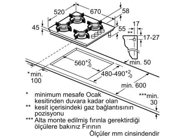 Bosch POH7C9O12O Wok Gözlü Antrasit Ankastre Ocak