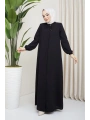 Salaş Kesim Yakası Bağcıklı Tesettür Ferace
