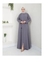 Taş Detaylı Büyük Beden Ferace