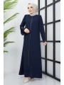 Büyük Beden Taş Detaylı Lacivert Ferace SS2030