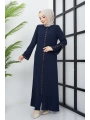 Büyük Beden Taş Detaylı Lacivert Ferace SS2030