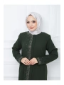 Ön Ve Kol Taş Detaylı Büyük Beden Ferace