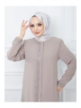 Ön Ve Kol Taş Detaylı Büyük Beden Ferace