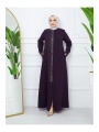 Ön Ve Kol Taş Detaylı Büyük Beden Ferace