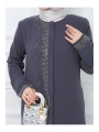 Ön Ve Kol Taş Detaylı Büyük Beden Ferace
