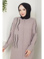 Ön ve Kol Taş Detaylı Büyük Beden Ferace
