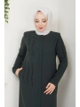 Ön ve Kol Taş Detaylı Büyük Beden Ferace