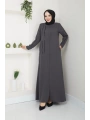 Ön ve Kol Taş Detaylı Büyük Beden Ferace