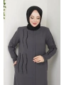 Ön ve Kol Taş Detaylı Büyük Beden Ferace