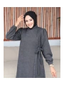 Bağlamalı çıt çıt Detaylı ferace , Gri