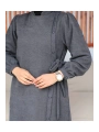 Bağlamalı çıt çıt Detaylı ferace , Gri