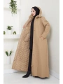 İçi Kürklü Tam Boy Kaban Mont - Bej / M0102
