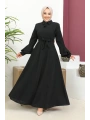 Kolu Kat Katlı Hakim Yaka Ferace - Siyah / F0130