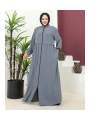 Büyük Beden Krep Ferace -Gri