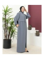 Büyük Beden Krep Ferace -Gri