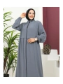 Büyük Beden Krep Ferace -Gri