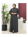 Büyük Beden Krep Ferace -Antrasit