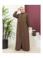 Büyük Beden Krep Ferace -Kahve