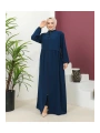 Büyük Beden Krep Ferace -İndigo