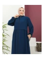 Büyük Beden Krep Ferace -İndigo