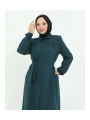 Göğüs Büzgülü Tam Boy Ferace -Zümrüt