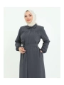 Göğüs Büzgülü Tam Boy Ferace -Antrasit