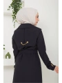 Pamuklu Bondit Kumaş Trençkot / M0105 - Siyah
