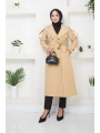 Kruvaze Yaka Bondit Kumaş Trençkot / M0106 - Camel