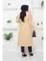 Kruvaze Yaka Bondit Kumaş Trençkot / M0106 - Camel