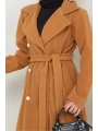 Kadın Polar Kaşe Uzun Kaban / M0107 - Camel