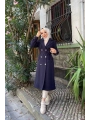 Kadın Kruvaze Polar Kaşe Kaban / M0108 - Lacivert