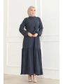 Katya Kumaş Mevsimlik Elbise / E0120 - Lacivert