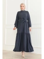 Katya Kumaş Mevsimlik Elbise / E0120 - Lacivert