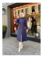 Ara Boy Önü Düğmeli İthal Kaşe Kaban / M0111 - Lacivert