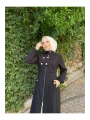 Ara Boy Önü Düğmeli İthal Kaşe Kaban / M0111 - Siyah