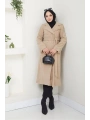 Uzun Polar Kaşe Kaban / M0112 - Krem