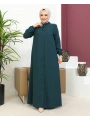 Salaş Kesim Tesettür Ferace / Zümrüt Yeşili-F120