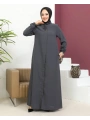 Salaş Kesim Tesettür Ferace / Antrasit - F120