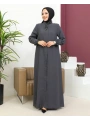 Salaş Kesim Tesettür Ferace / Antrasit - F120