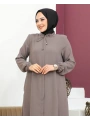 Salaş Kesim Tesettür Ferace / Vizon - F120