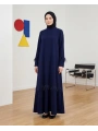 Tüy Detaylı Zarif Elbise / Lacivert - E0133