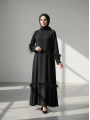 Tüy Detaylı Zarif Elbise / Siyah - E0133