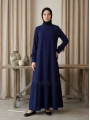 Tüy Detaylı Zarif Elbise / Lacivert - E0133