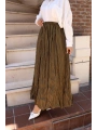 Beli Lastikli Kırışık Kraş Etek - Hardal / A0101
