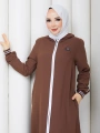 Biyeli Ribana Detaylı Ferace - Kahve / F0128